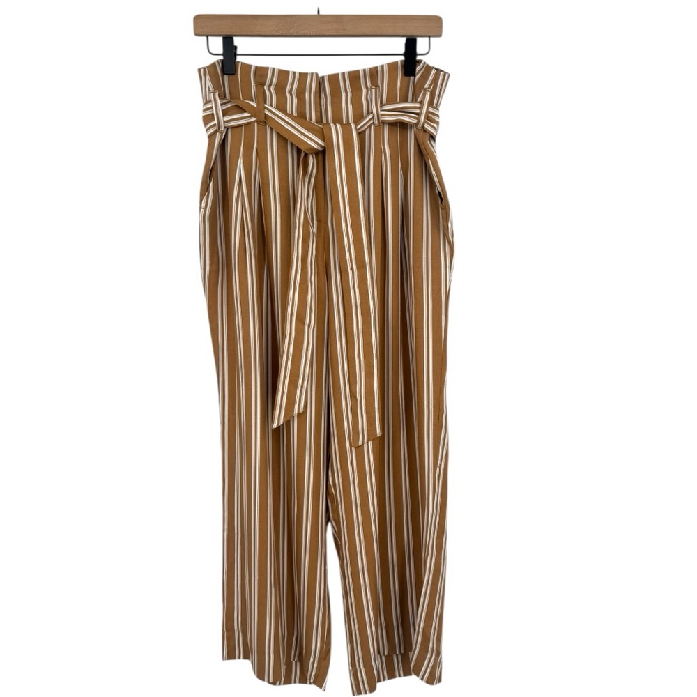 JUST Female Wendy Striped Lyocell Paperbag Wide Leg Pants Large Neutral Striped - Picture 6 of 11
